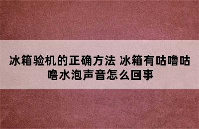 冰箱验机的正确方法 冰箱有咕噜咕噜水泡声音怎么回事